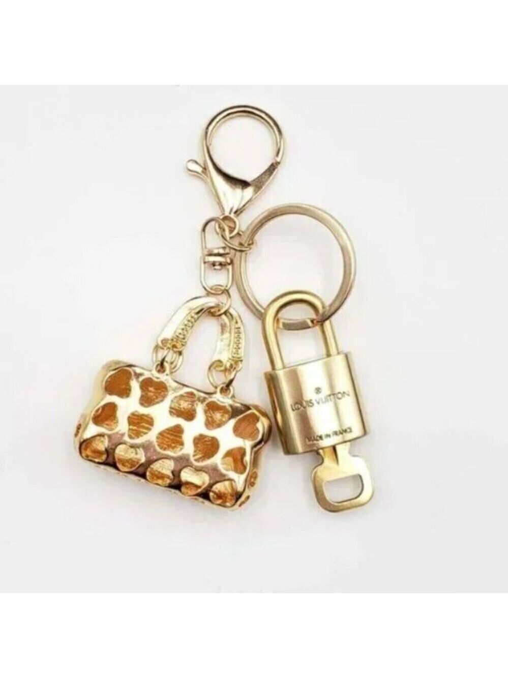 Louis Vuitton Gold Lock & Key 🔑 Authentic LV Unbranded Bag Keychain Charm - Picture 3 of 10